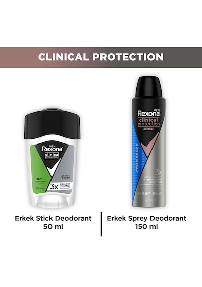 Rexona Men Clinical Protection Erkek Sprey Deodorant 150 Ml + Erkek Stick Deodorant 50 ml