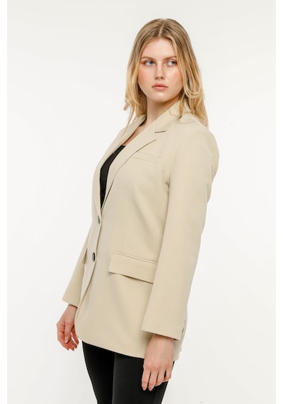 Taş Rengi Kadın Düğmeli Blazer Ceket 001