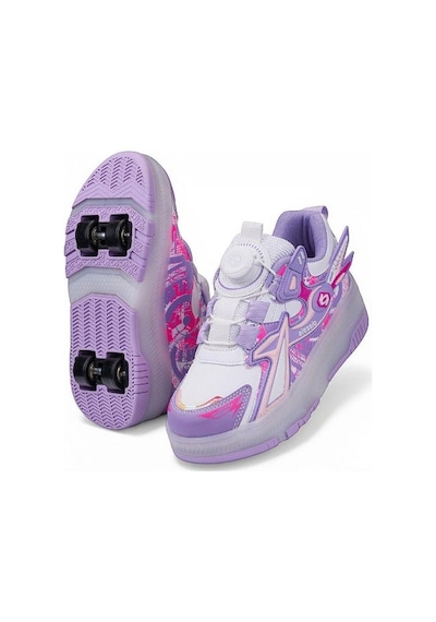 Patenli Işıklı Akıllı Bağcıklı Çocuk Sneaker Ayakkabı Lila 29-36