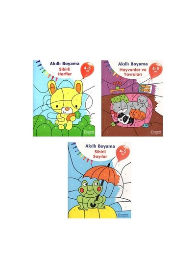 4-5 Yaş Akıllı Boyama Kitap Seti 3 Kitap Uçanbalık Yayınları