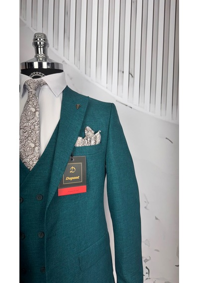 Dupont Classics Dupont Erkek Slim Fit Yelekli Takım Elbise 6 Drop Çift Yırtmaç Koyu Yeşil Dupont Classics Dupont Erkek Slim Fit Yelekli Takım Elbise 6 Drop Çift Yırtmaç Koyu Yeşil