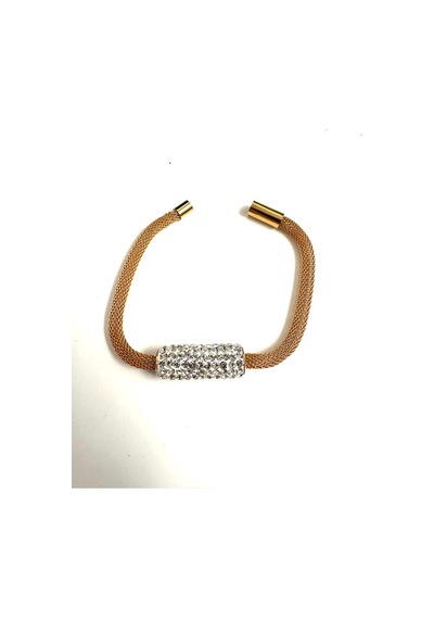 Zirkon Taşlı Mıknatıslı Kadın Çelik Bileklik 18 Cm Gold - Çelik Zirkon Taşlı Mıknatıslı Kadın Çelik Bileklik 18 Cm Gold - Çelik