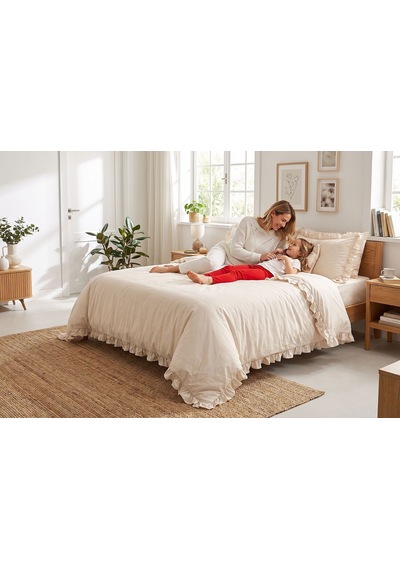 Soft Ruffle Nevresim Takımı Ekru