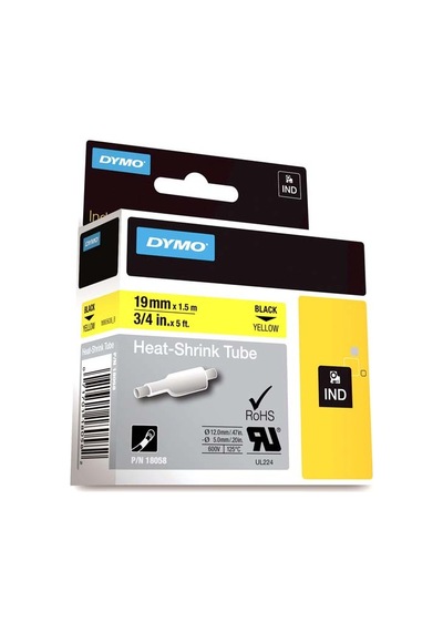 Dymo Rhinopro Isıyla Küçülen Şerit 19 Mmx1,5 M Sarı/siyah 18058 Diğer