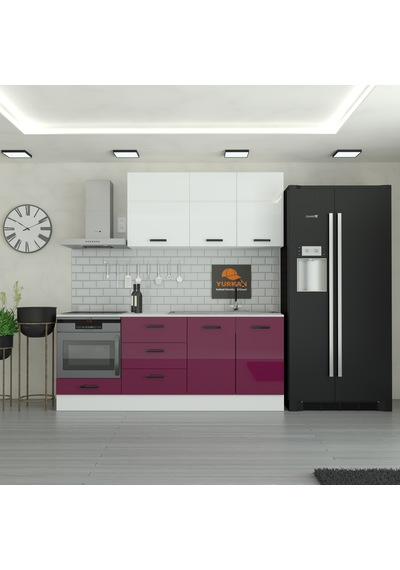 220 Cm Mutfak Dolabı Mdf Kapak Tezgah Dahil Yrkn220 102 Mürdüm