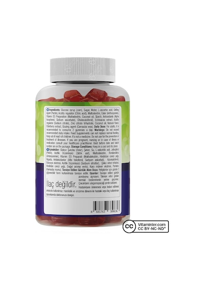 Natures Supreme Immunity Gummies 120 Çiğnenebilir Form Ahududu