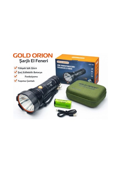 Gold Orion Or-t40 100w 5000 Lümen Led Şarjlı El Feneri Açık Gri
