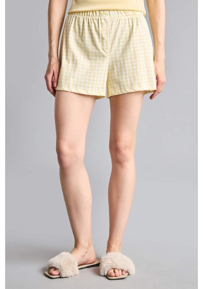Defacto Regular Fıt Kısa Kollu 2li Kareli Şortlu Ribana Açık Sarı Pijama Takım G9860ax26smyl83 Sarı-yl83 Defacto Regular Fıt Kısa Kollu 2li Kareli Şortlu Ribana Açık Sarı Pijama Takım G9860ax26smyl83 Sarı-yl83