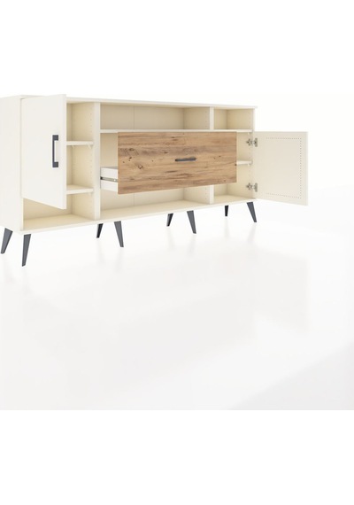 Arges Konsol 5 Raflı Tek Çekmeceli 2 Kapaklı 176x30x83 Aytaşı-aytaşı/çam Aytaşı/çam