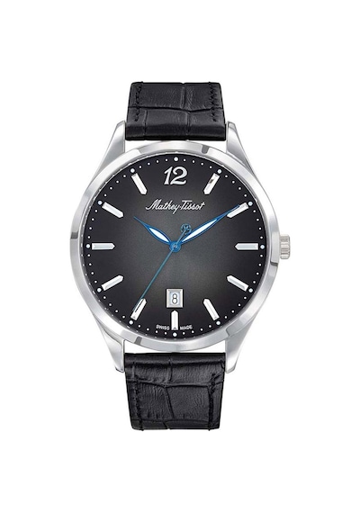 Mathey Tissot H411an Swiss Made Deri Kordon Safir Çizilmez Cam Siyah Erkek Kol Saati