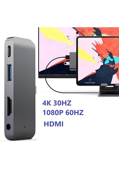 C Hub 4 Port 85w Pd Type-c Port 4k 30hz Veya 1080p 60hz Hdmı 1 Adet Usb 3.0 Port Şarj Ve Veri Transfer 3.5mm Jak Kulak