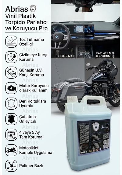 Vinil Plastik Aksam Torpido Motor Koruyucu Ve Parlatıcı Pro 5lt
