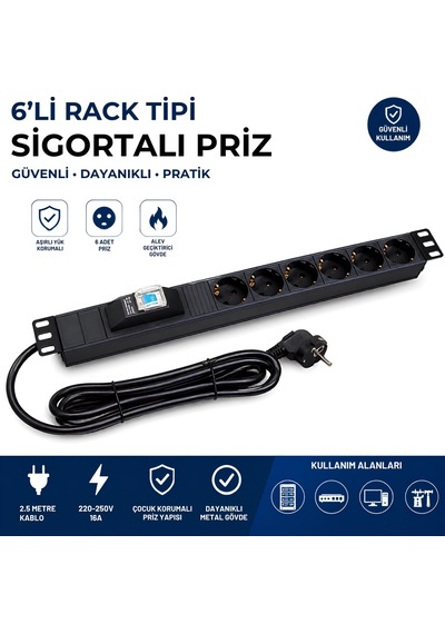 Lande Ln-Prz-Sgt-1U6P-Sc 6 Lı Priz  Sigortalı