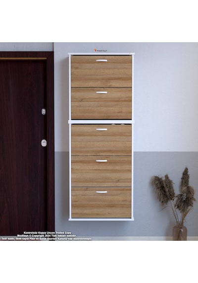 Modilayn Varbi Umay' 2 Li Asma Kapı Önü 52x 181 X25, 5 Cm Lik 5 Düşer Kapak 10 Göz Bölmeli Ayakkabılık Beyaz - Meşe Modilayn Varbi Umay' 2 Li Asma Kapı Önü 52x 181 X25, 5 Cm Lik 5 Düşer Kapak 10 Göz Bölmeli Ayakkabılık Beyaz - Meşe
