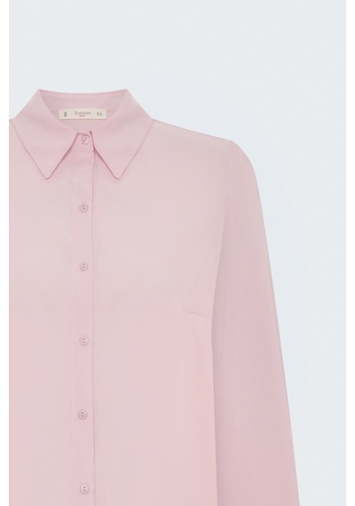 Sateen Düz Klasik Gömlek - Pembe-137785