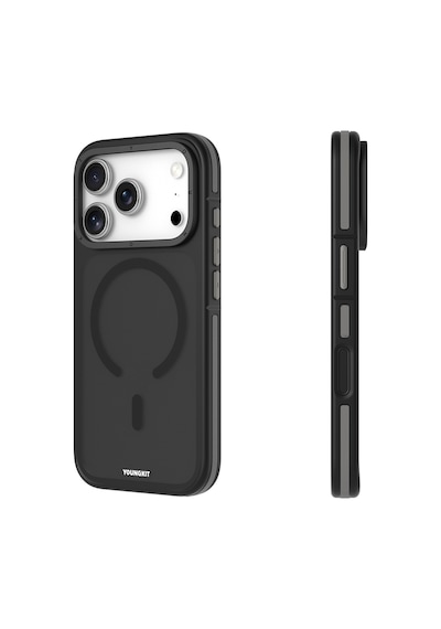 Apple Uyumlu iPhone 17 Pro Max Kılıf M-safe Şarj Özellikli Youngkit Rock Sand Serisi Kapak Siyah