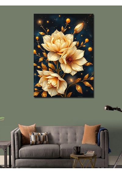 Kanvas Tablo Altın Çiçek Deseni 70cmx100cm