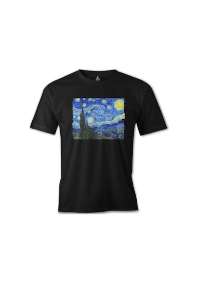 Van Gogh - Yıldızlı Gece Siyah Erkek Tshirt