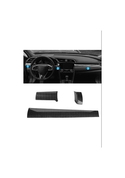 Honda Civic Fc5 2016-2021 Uyumlu Karbon Torpido Göğüs Kaplama 3 Parça