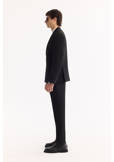 Avva Erkek Siyah Kruvaze Bi-stretch Hafif Dokulu Blazer Comfort Slim Fit Ceket A52y4018