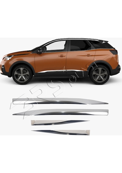 Peugeot 3008 Uyumlu 2016-2023 Krom Yan Kapı Çıtası 4 Parça Paslanmaz Çelik