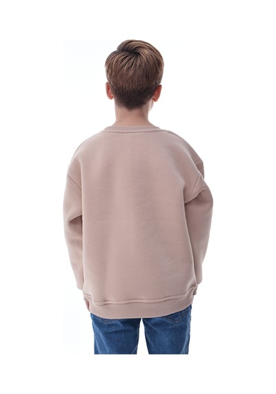 Erkek Çocuk Sweatshirt %100 Pamuk Rahat Kalıp 5-10 Yaş Bej
