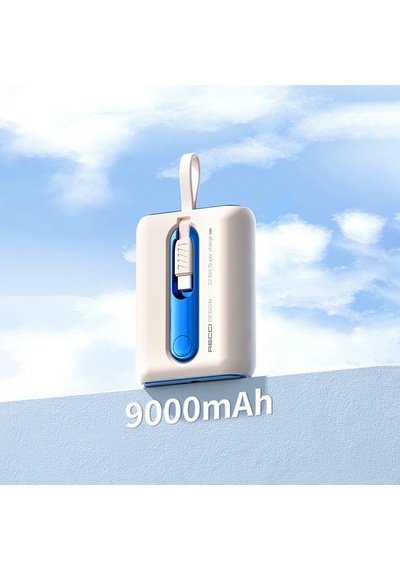 Recci RPB-P12C PD 20W Askı İpli Hızlı Şarj Özellikli Type-C Kablolu 22.5W 9000mAh Powerbank