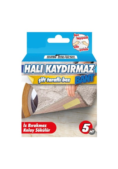 2 Adet - Halı Kaydırmaz Bant, Halı Kilim Sabitleme Ve Yapıştırma Bandı, En: 50 Mm, Boy: 5 Metre