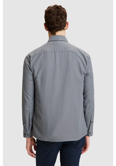 U.S. Polo Assn. Erkek Antrasit Slim Fit Uzun Kollu Basic Gömlek 50324708-vr006