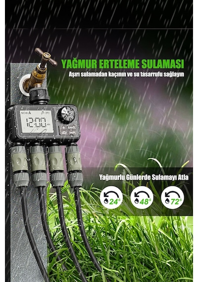 4 Çıkışlı Dijital Bahçe Sulama Zamanlayıcısı - Otomatik Sulama Sistemi