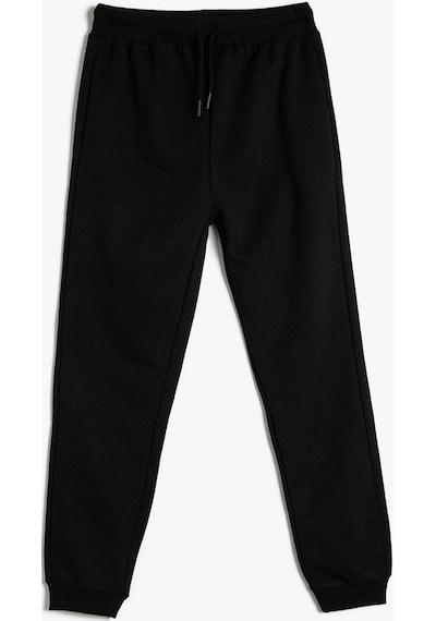 Koton Basic Jogger Eşofman Altı Beli Bağlamalı Şardonlu Siyah 4skb40018tk 4SKB40018TK999 Siyah