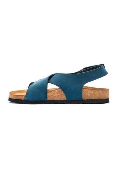 Comfortfusse Fayette - Erkek Ortopedik Hakiki Deri Sandalet Lacivert Nubuk Deri