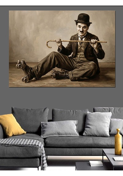 Ahşap Tablo Bastonuyla Oturan Şık Modern Adam