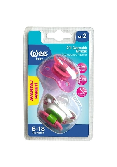 Wee Baby No:2 Damaklı Emzik Pembe 2'li Pembe