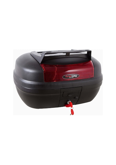 Volta Vs2 Akmbox 48 Lt Bagajlı Motorsiklet Çantası Kırmızı Reflektörlü Arka Bagaj Siyah