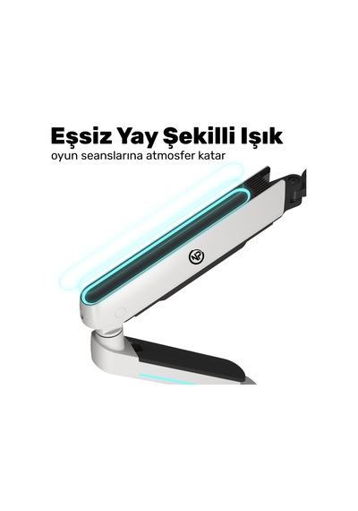 Npo Std54012hlw Elysium 27"-45" Profesyonel Gaming Rgb Amortisörlü Vesa Tek Kol Monitör Tutucu