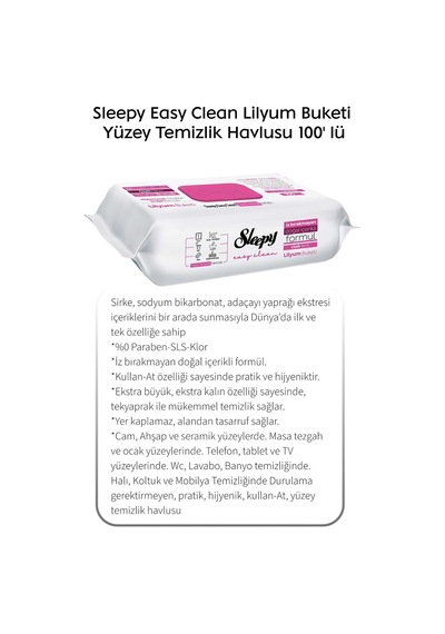 Sleepy Lilyum Buketi Yüzey Temizlik Havlusu 100' Lü 6 Al 5 Öde Ve Rosie Pamuk Tekli