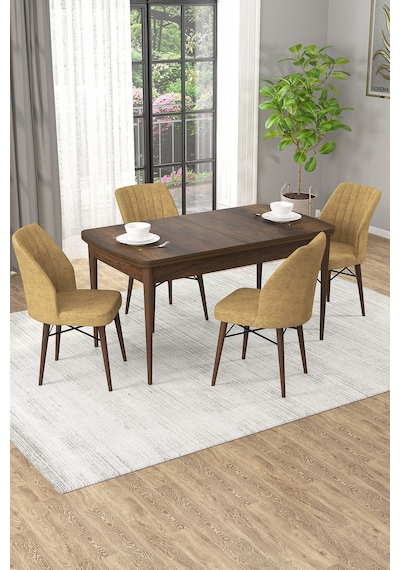 Arel Barok Desen 80x132 Açılabilir Mdf Masa Yemek Odası Takımı, Mutfak Takımı 4 Adet Sandalye Barok Masa - 4 Cappuccino - Ceviz Ayak Arel Barok Desen 80x132 Açılabilir Mdf Masa Yemek Odası Takımı, Mutfak Takımı 4 Adet Sandalye Barok Masa - 4 Cappuccino - Ceviz Ayak