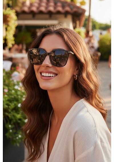 Daniel Klein Dk4337-1 Siyah Slim Edge Grande Kare Model Kadın Güneş Gözlüğü Siyah - Gold