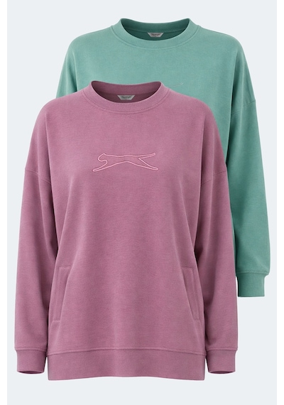 Slazenger Vıkentı Sw 2 Li Set Kadın Sweatshırt Yeşil - Gül