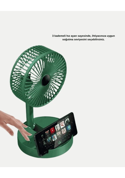 Katlanabilir Mini Fan, 3 Kademeli Şarj Edilebilir Taşınabilir