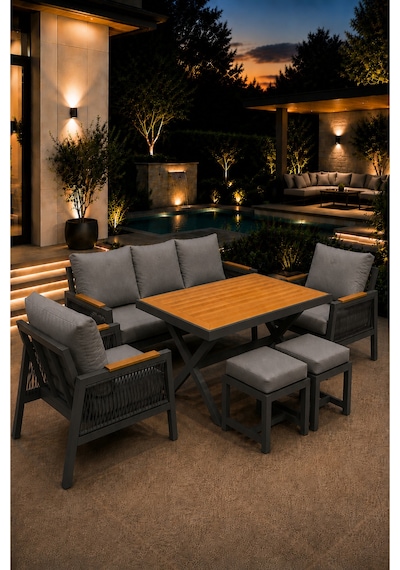 Garden Serisi Balkon Takımı, 3-1-1 Antrasit Bahçe Takımı, 3'lü Koltuk 70x180, 2 Tekli Koltuk 70x70, Masa 70x110, 2 Puf Gri Garden Serisi Balkon Takımı, 3-1-1 Antrasit Bahçe Takımı, 3'lü Koltuk 70x180, 2 Tekli Koltuk 70x70, Masa 70x110, 2 Puf Gri