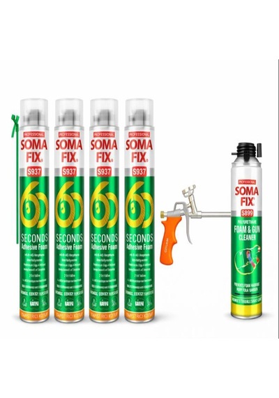 4 Adet 750 Ml Somafix 60 Saniye Çift Kullanımlı Yapıştırma Köpüğü