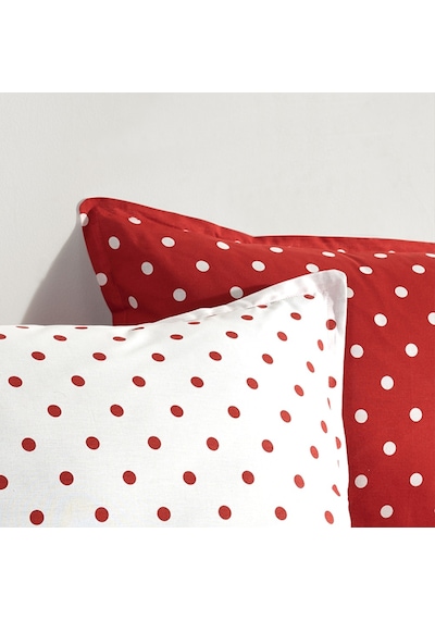 Coté Blanc Dots Kırmızı %100 Pamuk Çift Kişilik Nevresim Takımı Kırmızı