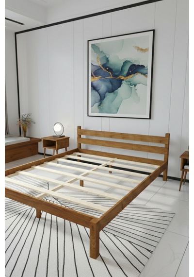 Renazzo Letto Masif Ahşap Karyola Ceviz 150x200 Ceviz - 150 X 200