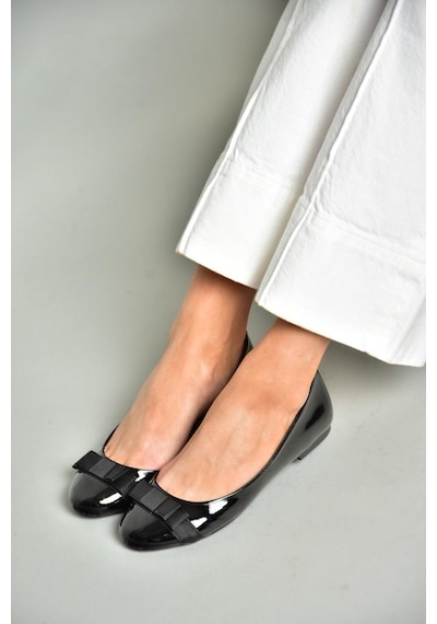 Fox Shoes S726019508 Siyah Rugan Kadın Babet Siyah-rugan Siyah