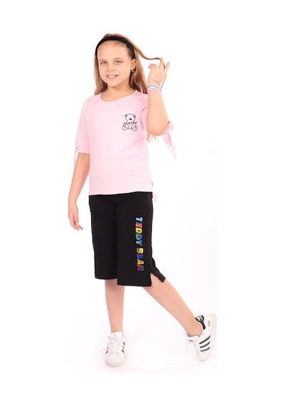 Toontoy Kids Toontoy Kız Çocuk Teddy Bear Baskılı Kaprili Takım Pembe