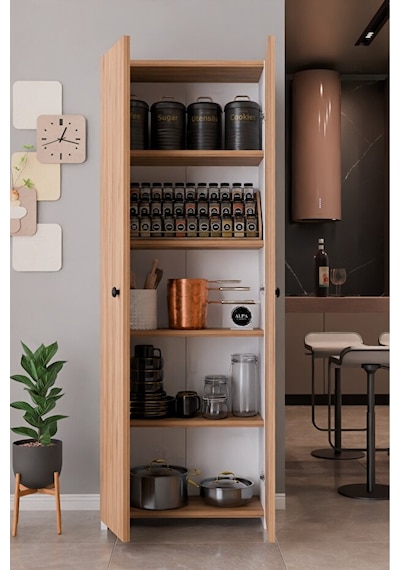 150 Cm 2 Kapaklı 5 Raflı Çok Amaçlı Mutfak Dolabı Kiler Düzenleyici Organizer Ve Erzak Dolabı Atlantik Çam - Beyaz 150 Cm 2 Kapaklı 5 Raflı Çok Amaçlı Mutfak Dolabı Kiler Düzenleyici Organizer Ve Erzak Dolabı Atlantik Çam - Beyaz