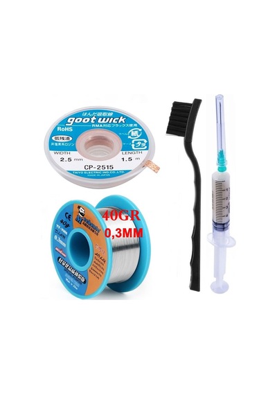 Mechanic /lehim Teli Noclean Sn63/pb37 40g 0,3mm Lehim Toplama Cp-3015 Emme Teli 2,5mm 4lü Set St01