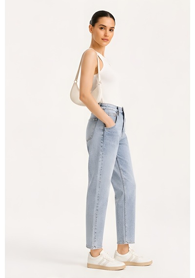 Lili Woman Kadın Yüksek Bel Straight Fit Baggy Jean Pantolon Ty.bgt01 Açık Mavi